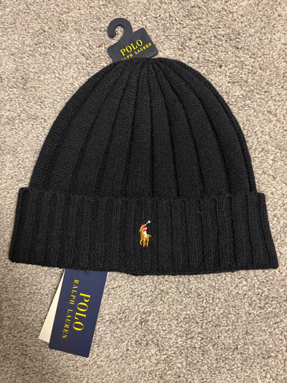 NWT Polo Ralph Lauren Wool Blend Rib Knit Beanie Hat